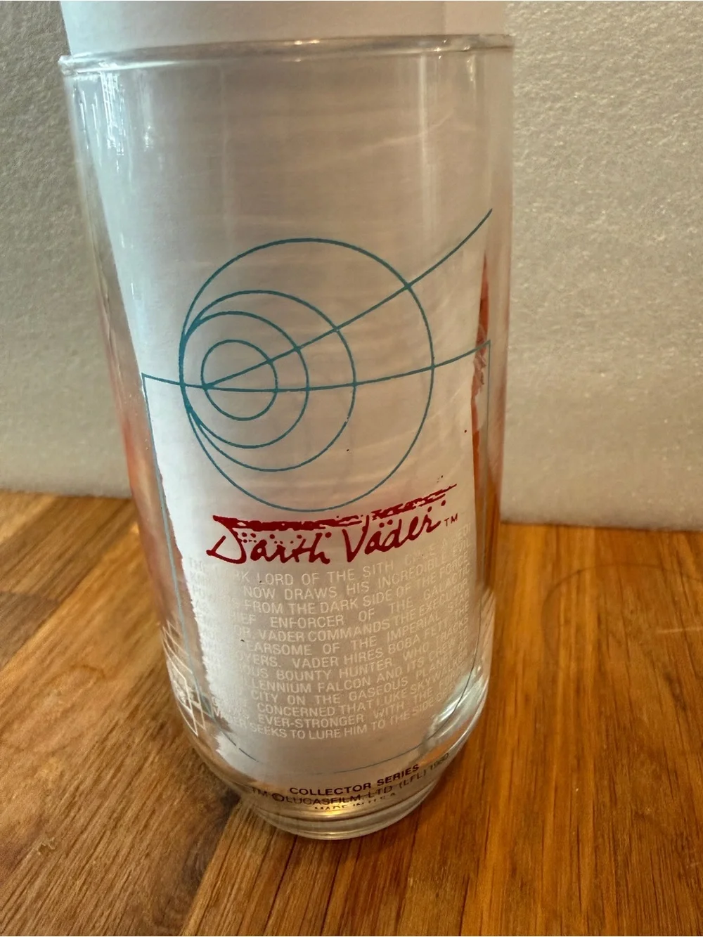 STAR WARS EMPIRE STRIKES BACK DARTH VADER BURGER KING VINTAGE COLLECTOR GLASS